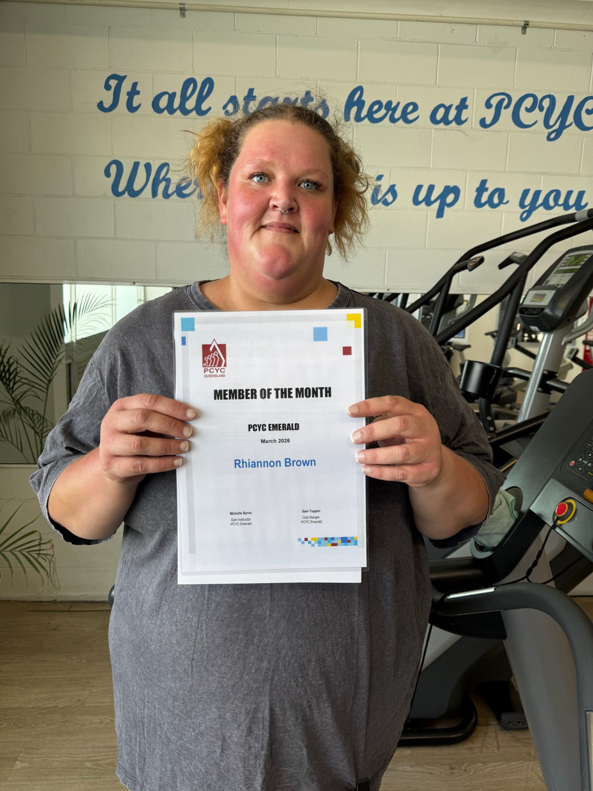 gym member rhiannon from pcyc emerald