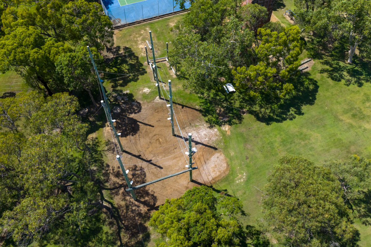 Aerial view of the treetop challenge