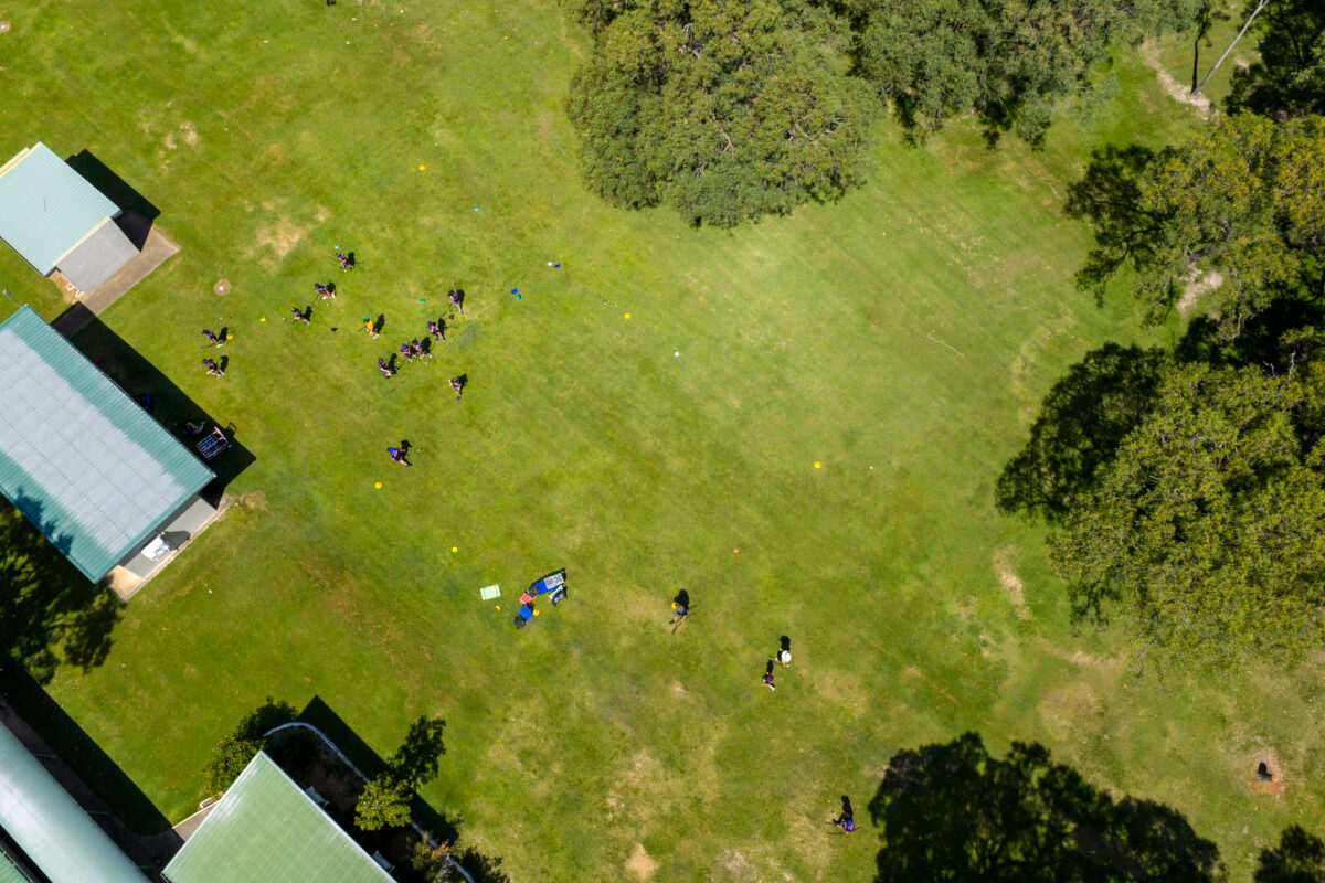 Birdseye view of PCYC playing int he field