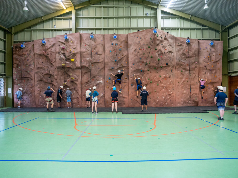 PCYC Youth enjoying the Indoor rock climbing wall