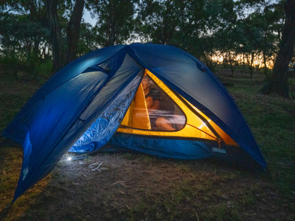 Outdoor camping in tents